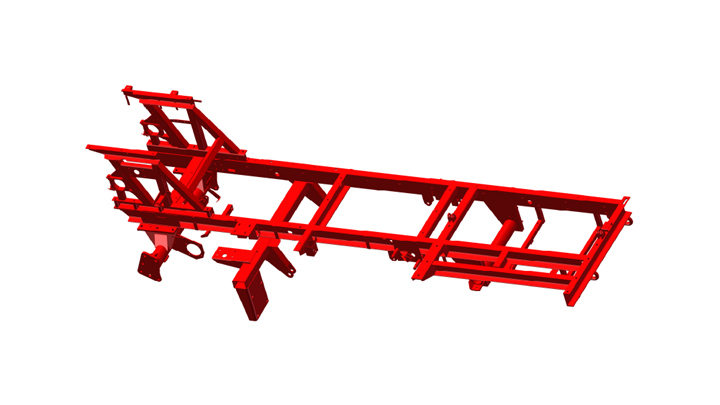 Welded structural parts of corn harvester chassis